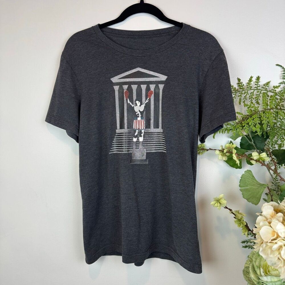 Rocky Philadelphia Boxing Graphic Tee Dark Charcoal Gray Short Sleeve Crewneck T